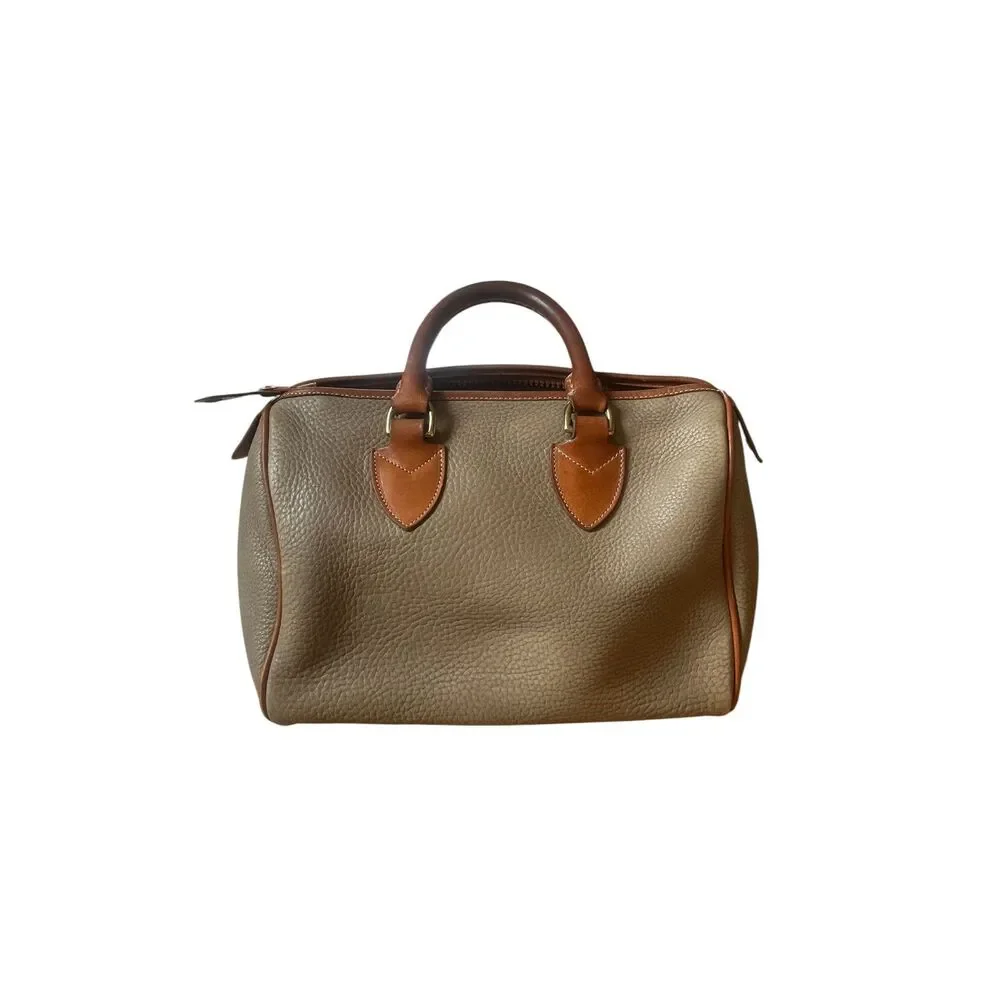 VTG Dooney & Bourke All Weather Leather Satchel Taupe Tan Doctor Bag Made in USA - Picture 3 of 8